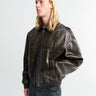 Acne Studios - Leather Bomber Jacket in Vintage Green