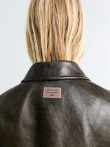 Acne Studios - Leather Bomber Jacket in Vintage Green