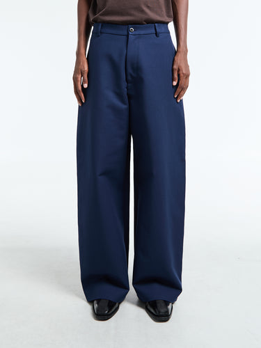 Satin Trousers in Navy Blue