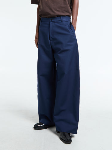 Satin Trousers in Navy Blue