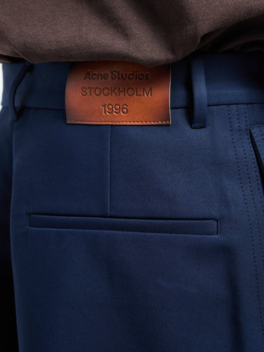 Satin Trousers in Navy Blue