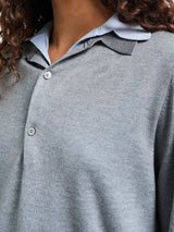 Acne Studios - Double Collar Polo in Sky Blue and Light Grey Melange