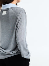 Acne Studios - Double Collar Polo in Sky Blue and Light Grey Melange