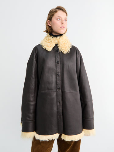 Jacket in Coffee Brown and Pale Yellow