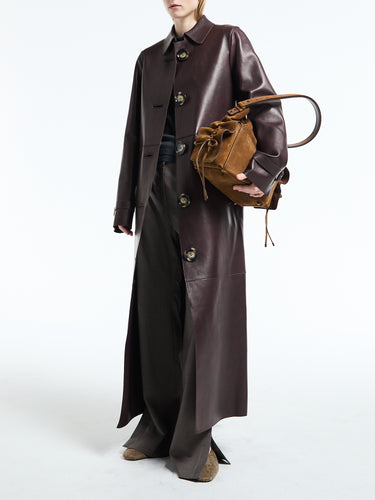 Acne Studios - FN WN Leather Coat in Chocolate Brown