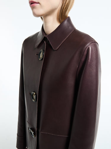 Acne Studios - FN WN Leather Coat in Chocolate Brown