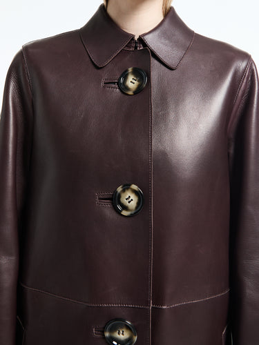 Acne Studios - FN WN Leather Coat in Chocolate Brown