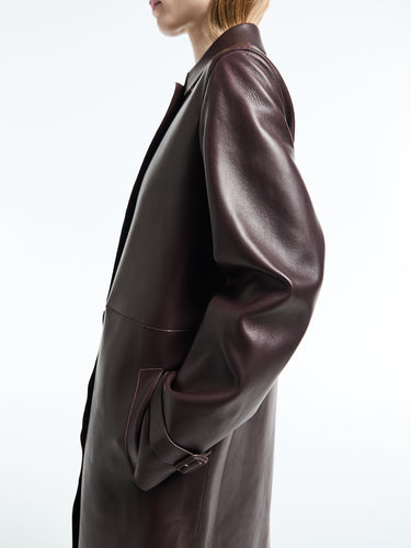 Acne Studios - FN WN Leather Coat in Chocolate Brown