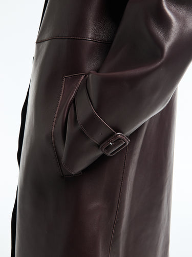 Acne Studios - FN WN Leather Coat in Chocolate Brown