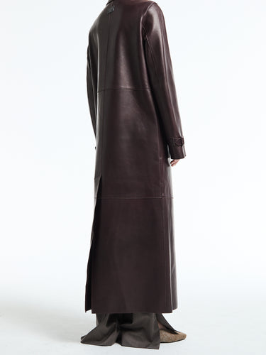 Acne Studios - FN WN Leather Coat in Chocolate Brown