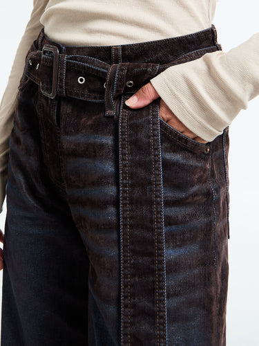 Acne Studios - Trompe L'oeil Belted Jeans in Brown and Blue