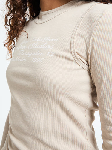 Acne Studios - Layered long-sleeve t-shirt in Oatmeal Beige