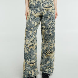 Acne Studios - 1981 U Denim Distressed Monogram Jeans in Mid Blue
