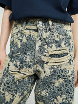 Acne Studios - 1981 U Denim Distressed Monogram Jeans in Mid Blue