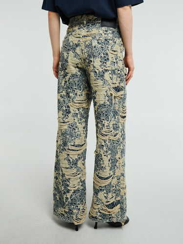Acne Studios - 1981 U Denim Distressed Monogram Jeans in Mid Blue