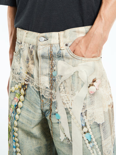 Acne Studios - Jeans in White and Blue Print