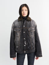Acne Studios - Faux Fur Trimmed Denim Jacket in Black
