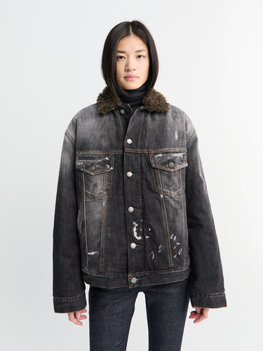 Acne Studios - Faux Fur Trimmed Denim Jacket in Black