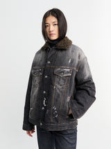Acne Studios - Faux Fur Trimmed Denim Jacket in Black