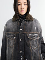 Acne Studios - Faux Fur Trimmed Denim Jacket in Black