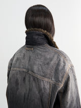 Acne Studios - Faux Fur Trimmed Denim Jacket in Black