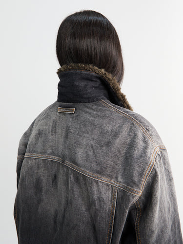 Acne Studios - Faux Fur Trimmed Denim Jacket in Black