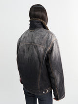 Acne Studios - Faux Fur Trimmed Denim Jacket in Black
