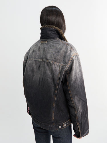 Acne Studios - Faux Fur Trimmed Denim Jacket in Black