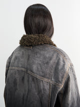 Acne Studios - Faux Fur Trimmed Denim Jacket in Black