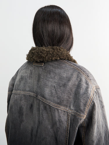 Acne Studios - Faux Fur Trimmed Denim Jacket in Black