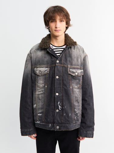 Acne Studios - Faux Fur Trimmed Denim Jacket in Black