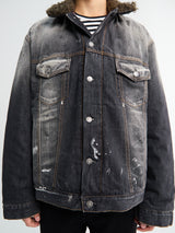 Acne Studios - Faux Fur Trimmed Denim Jacket in Black
