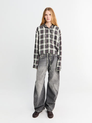 Hooded Overshirt in Black and Green