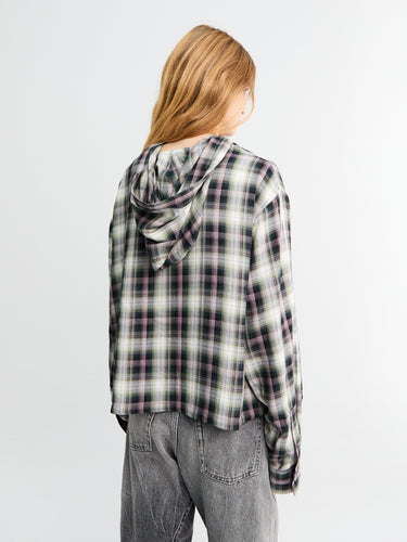 Hooded Overshirt in Black and Green