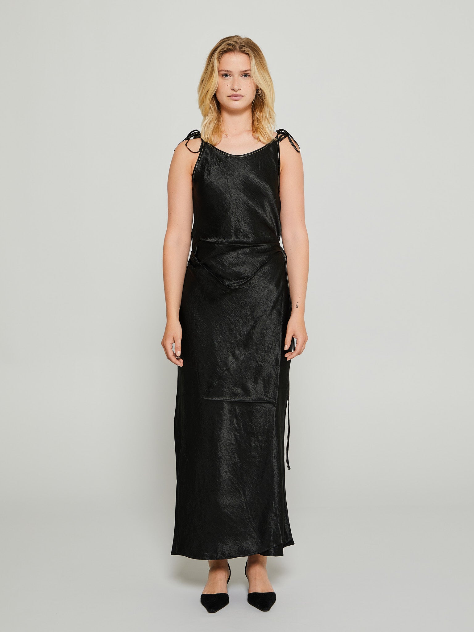 Acne Studios - Satin Strap Dress in Black