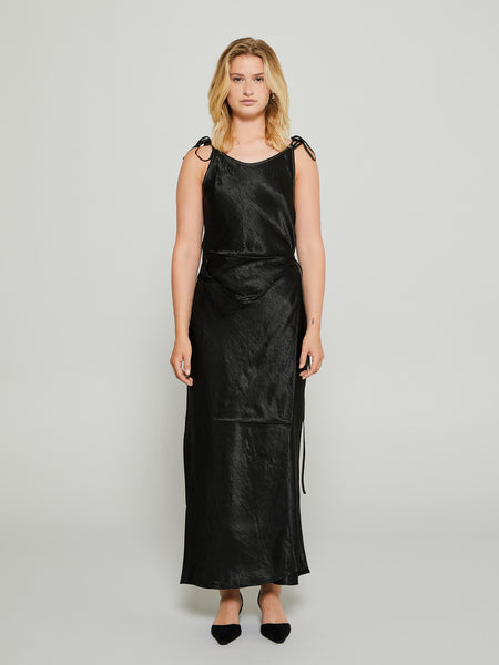 Acne Studios Ruffle Strap Dress in Black