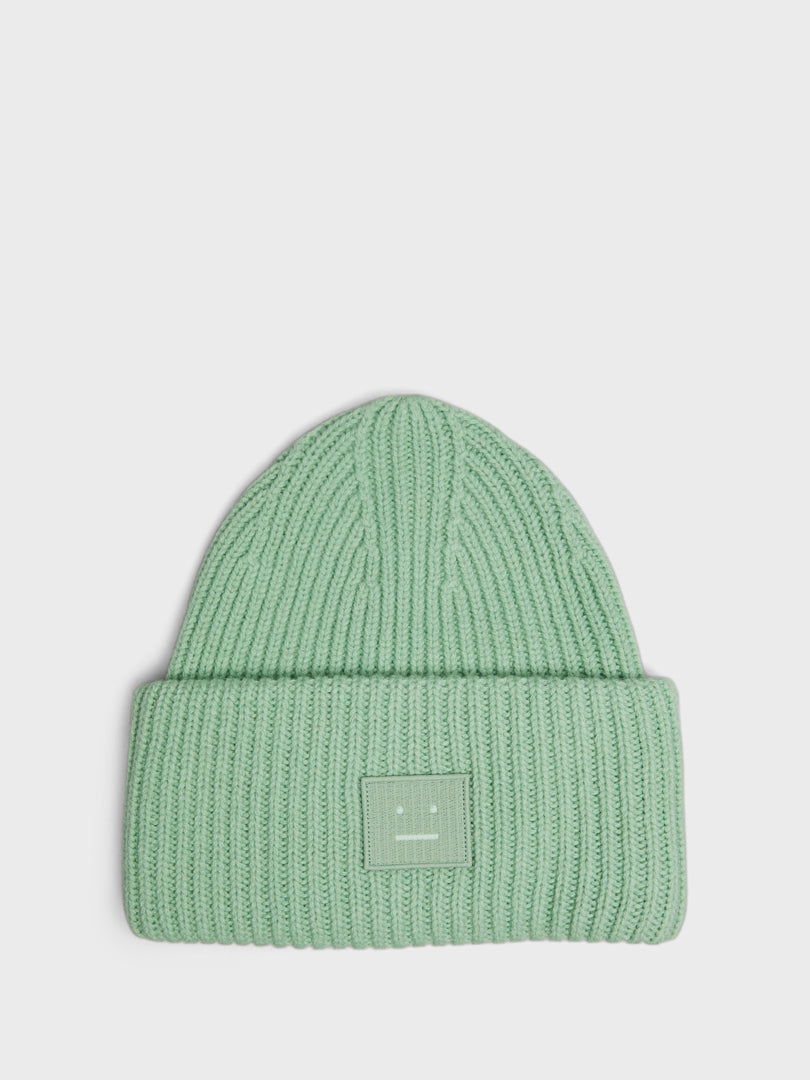 Acne Studios Face - Large Face Logo Beanie in Spring Green