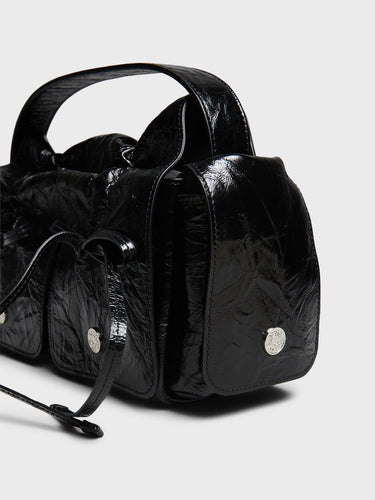 Acne Studios - Multipocket Crinkled Patent Bag in Black