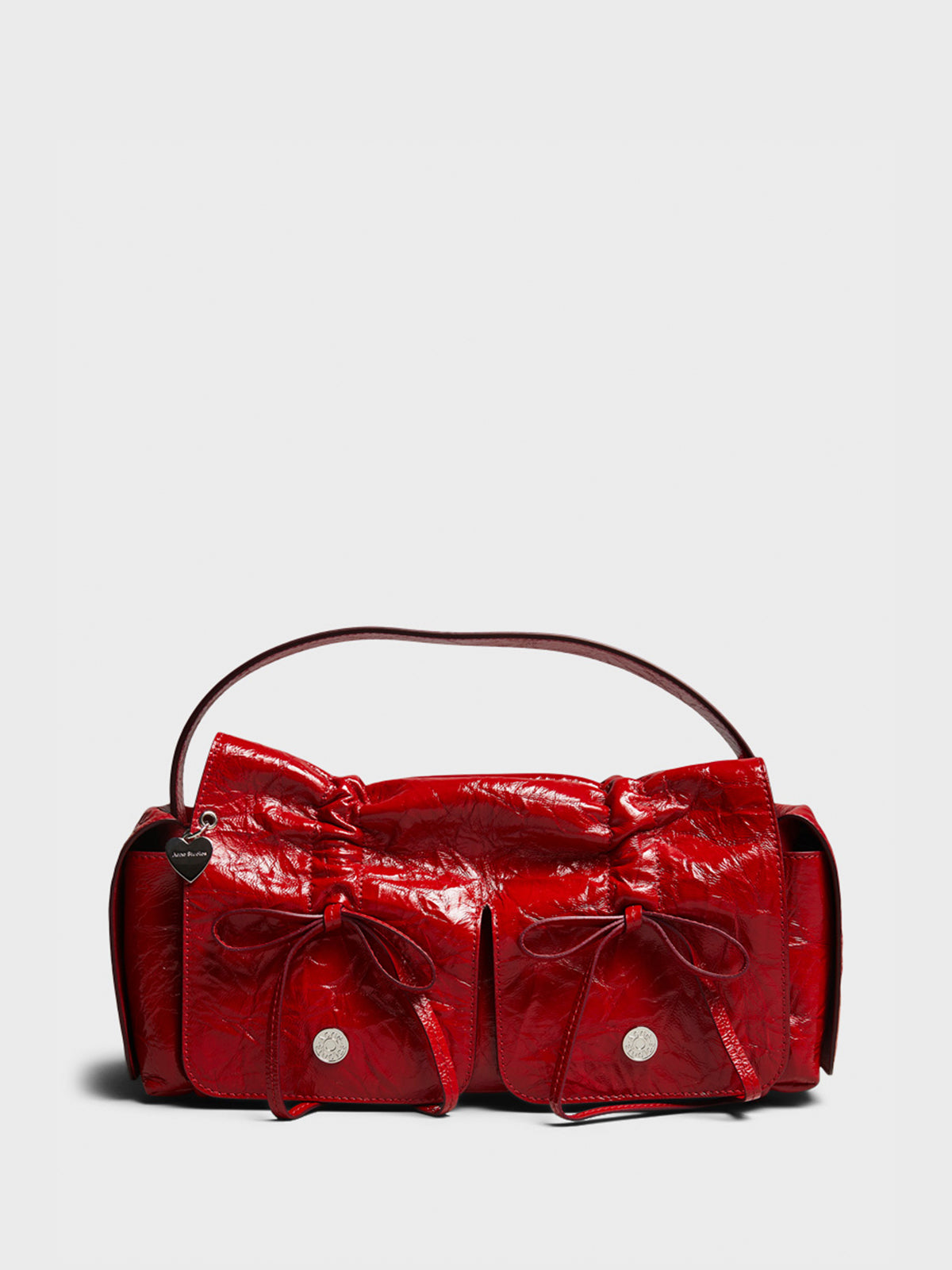 Multipocket Crinkled Patent Bag in Red