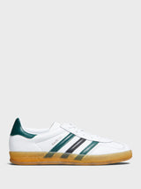 Adidas - Women's Gazelle Indoor Sneakers in Cloud White, Collegiate Green and Core Black
