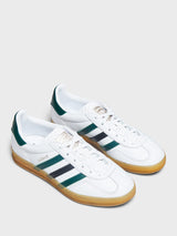 Adidas - Women's Gazelle Indoor Sneakers in Cloud White, Collegiate Green and Core Black