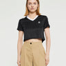 Adidas - Adicolor Football Jacquard V-Neck Crop Polo Shirt in Black