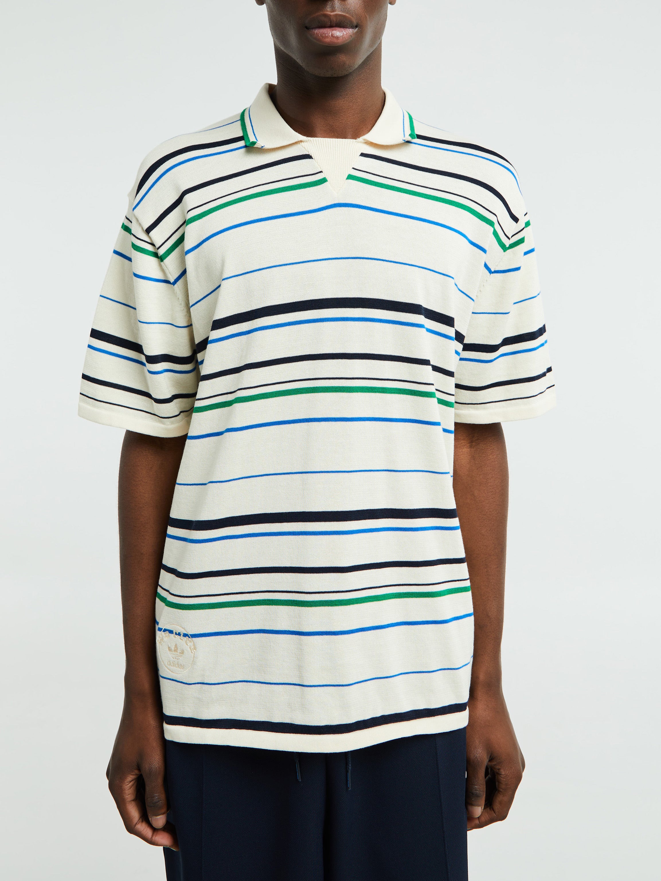 Adidas - Wales Bonner Knit Polo in White/Green