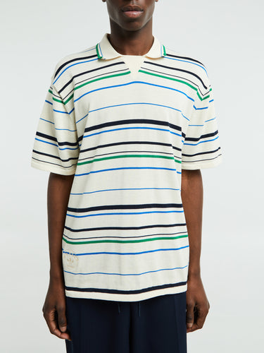 Adidas - Wales Bonner Knit Polo in White/Green