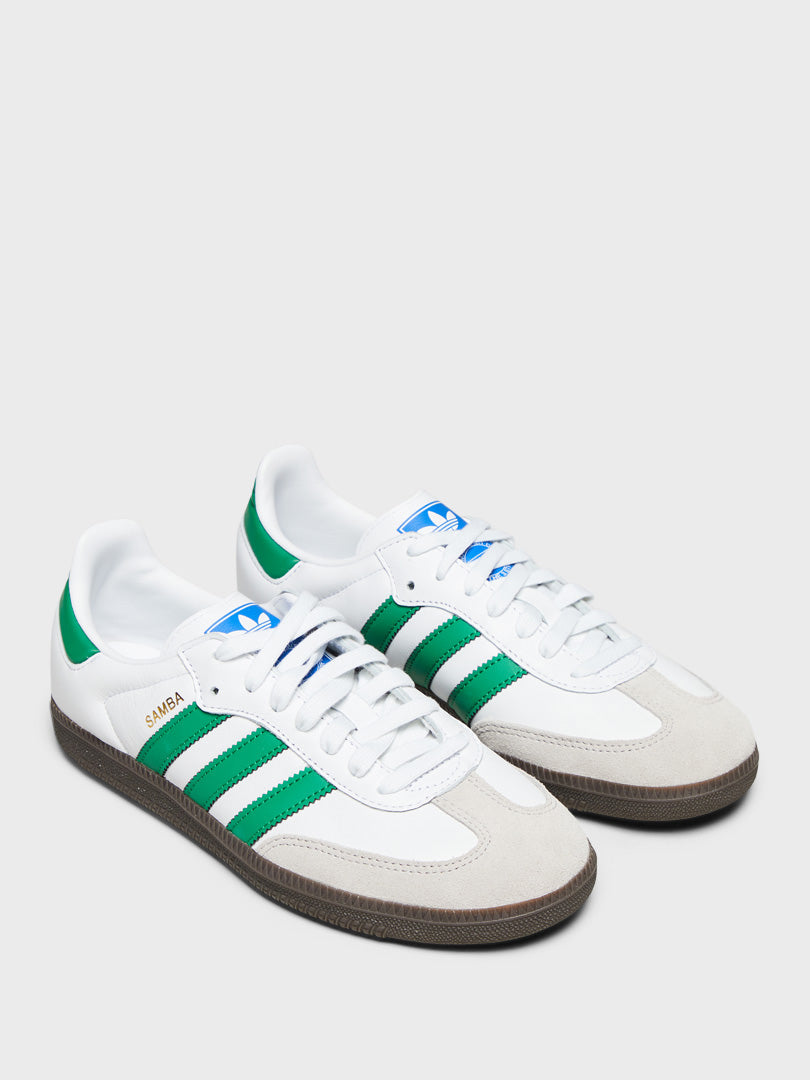 Samba OG Sneakers in White, Green and Gum 5