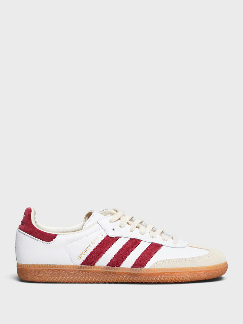 Samba OG x Sporty & Rich Sneakers in White and Collegiate Burgundy – stoy