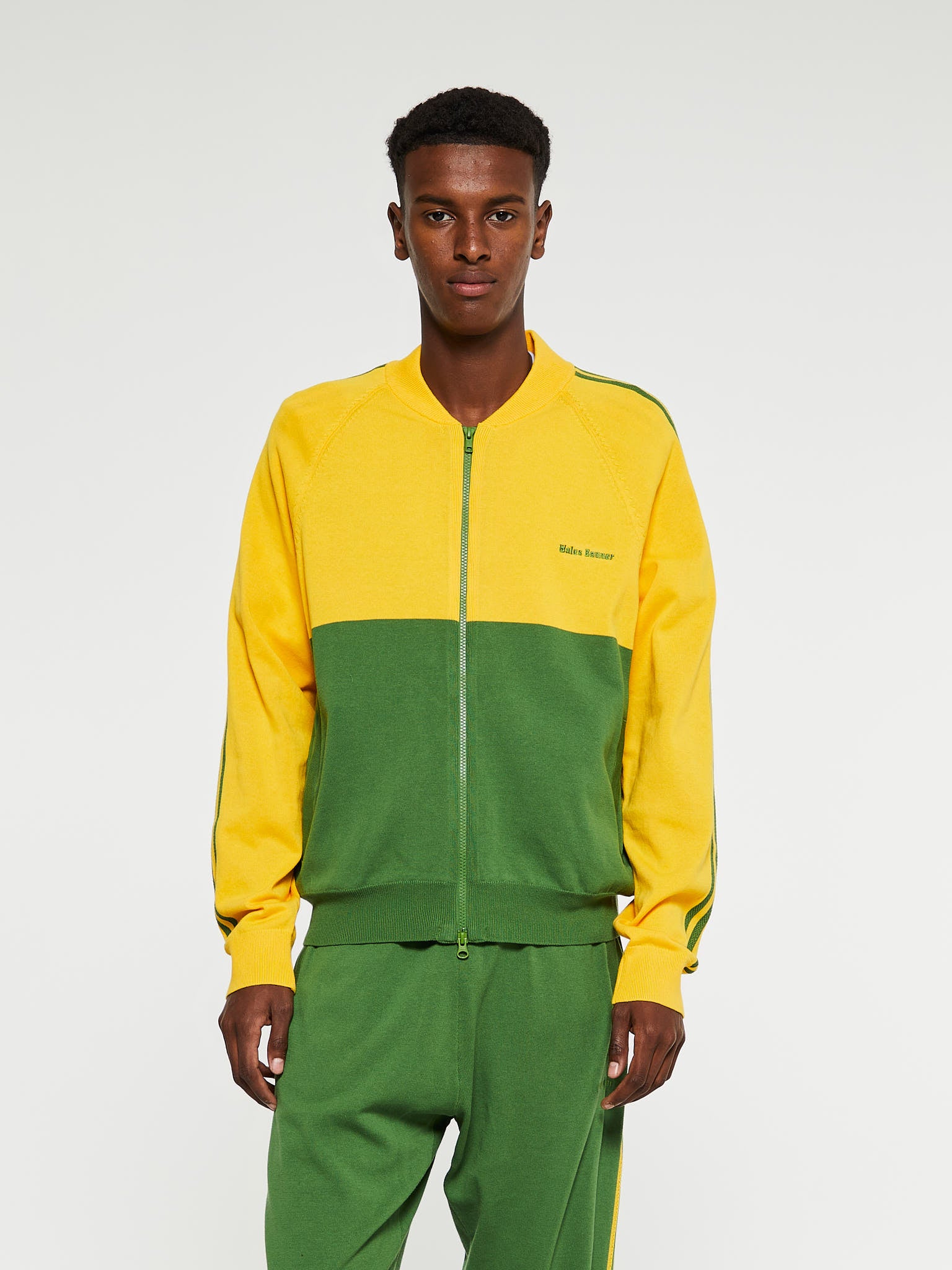 Wales Bonner New Knit Track Top in Green and Yellow
