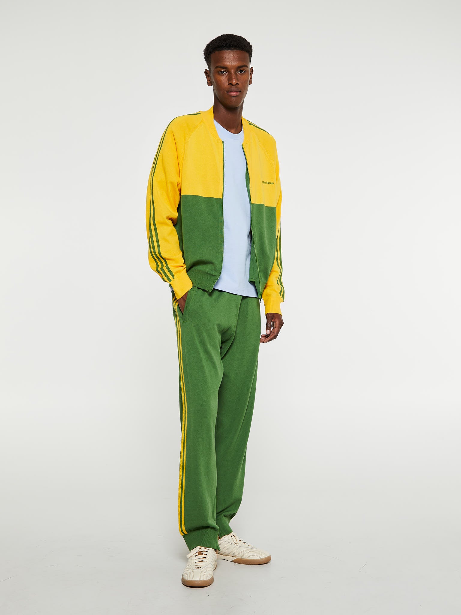 Wales Bonner New Knit Track Top in Green and Yellow