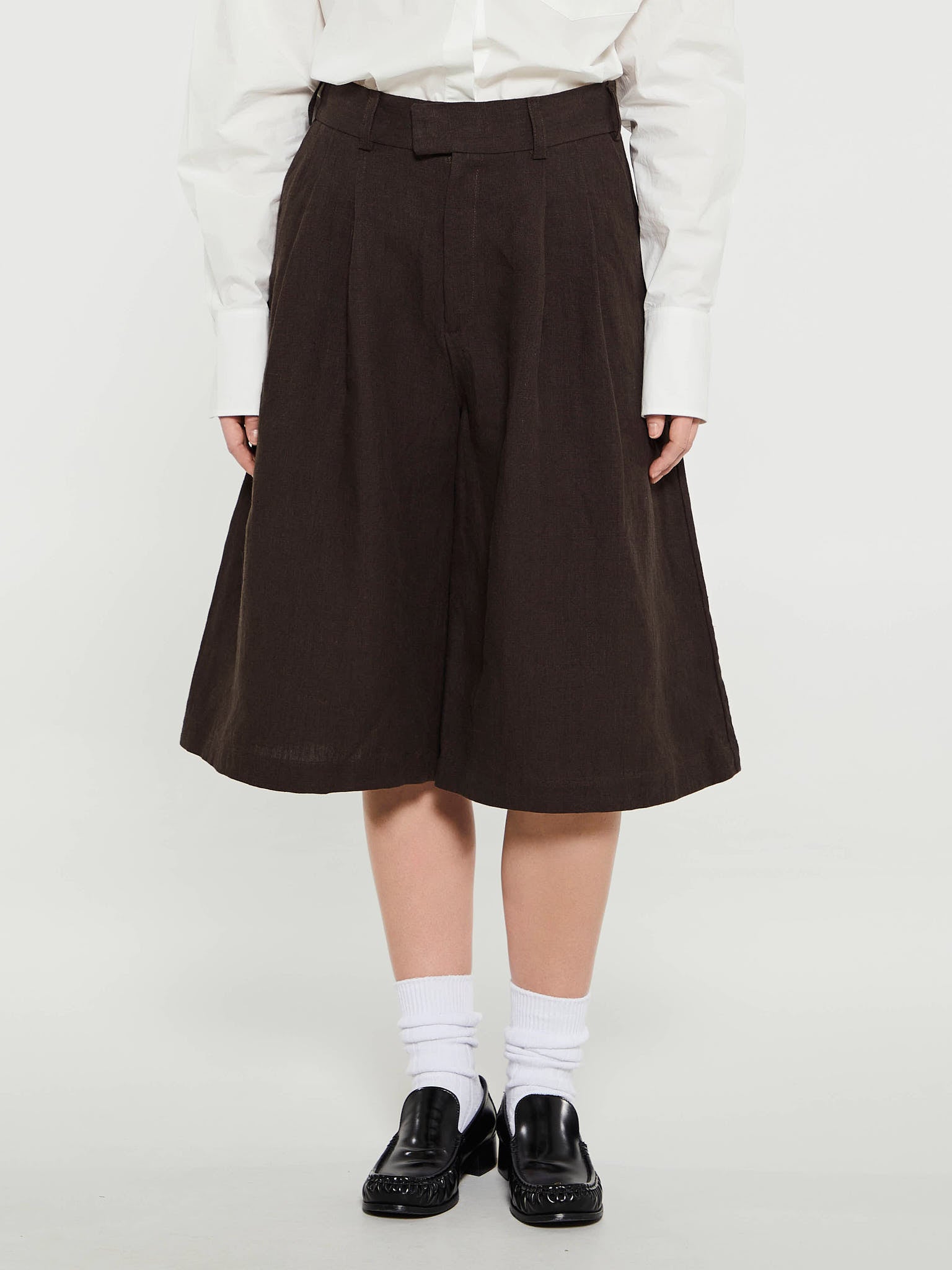 AF Agger - Linen Culottes Pants in Dark Brown