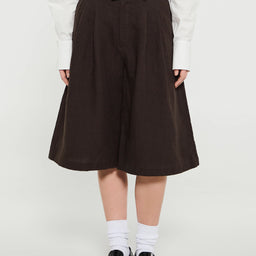 AF Agger - Linen Culottes Pants in Dark Brown